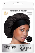 Load image into Gallery viewer, Evolve Lux Satin Wide-Edge Bonnet BLACK
