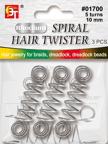 BT Hair Twister Jewelry #01700 Rhodium 10mm