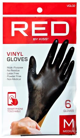 Kiss RED Vinyl Gloves - Black